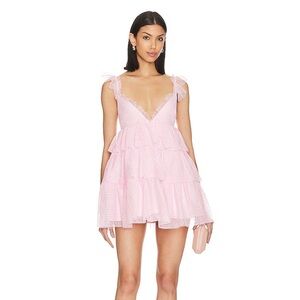 Revolve Pink Ruffled Mini Dress
